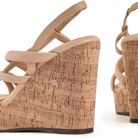 Women Cork Wedge Sandals Platform Espadrilles Summer Shoes Size 7 - Picture 5 of 6